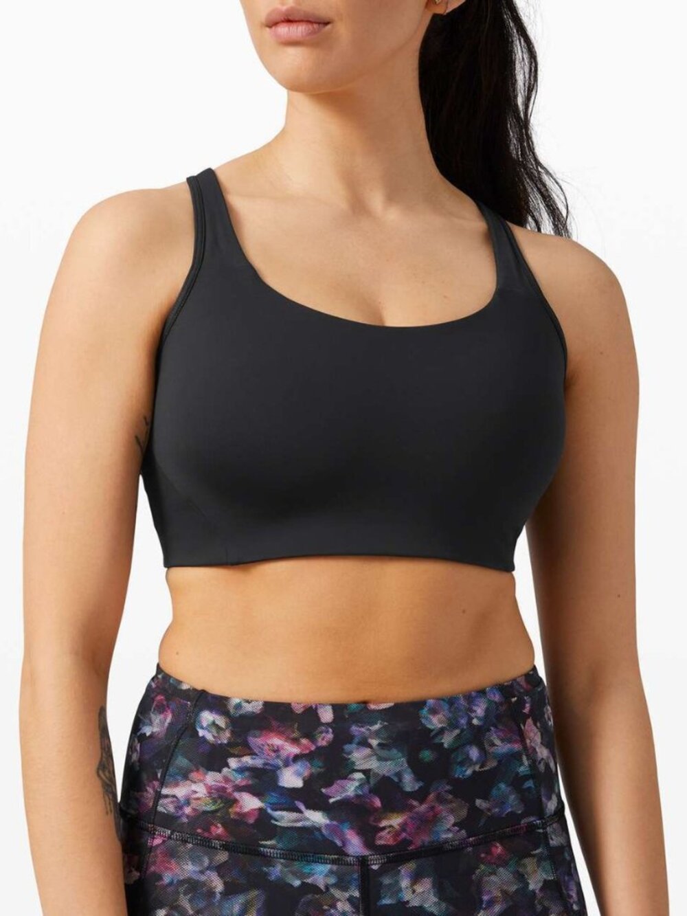 NWT lululemon ALL POWERED UP 32 D athletica Black Sports Bra